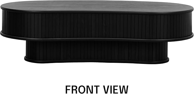 NTC Ripple DOU Coffee Table, Modern Wooden Double-Layer Center Table, Vertical Groove Design, Stylish Living Room Decor, Minimalist Style for Home and Office, Easy Assembly - Burnt Black