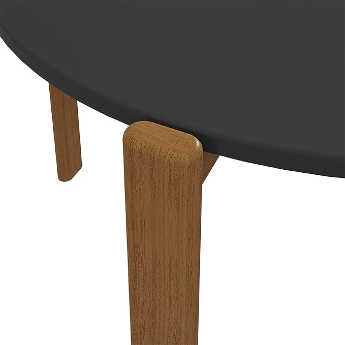 Manhattan Comfort Gales 46-Inch Mid Century Modern Round Dining Table for 2-4 Person, Minimalist Home Furniture with Solid Eucalyptus Wood Legs, Matte Black