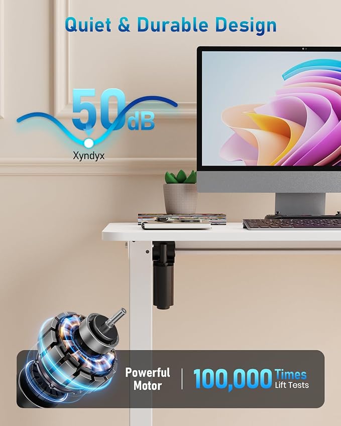 Small Height Adjustable Electric Standing Desk, 31.5" x 23.6" Sit Stand up Desk with Splice Board, Ergonomic Rising Computer Home Office Desk Table with Memory Preset, White Frame/White Top