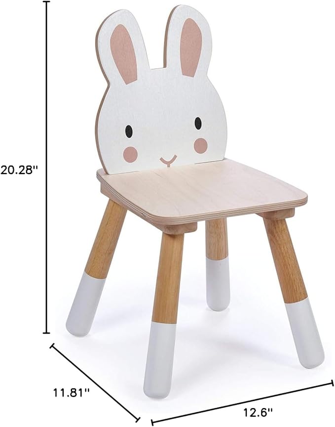 Tender Leaf Toys - Forest Table and Chairs Collections - Adorable Kids Size Art Play Game Table and Chairs - Made with Premium Materials and Craftsmanship for Children 3+ (Forest Rabbit Chair)