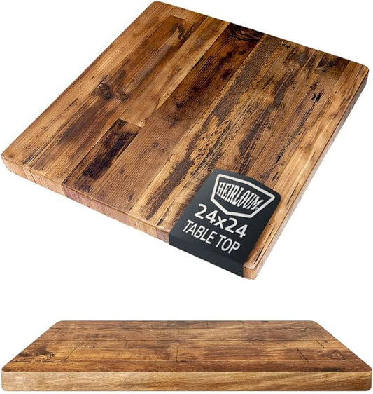 Reclaimed Wood Table Top - Rustic Recycled Wooden Piece Perfect for Kitchens, Dining and Coffee Table Tops (Reclaimed Wood Table Top - Economy, 24" x 24")