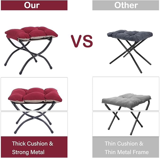 LITA Lazy Chair with Ottoman, Modern Accent Leisure Upholstered Sofa, Contemporary Lounge Reading Chair with Armrests and a Side Pocket for Living Room, Bedroom & Small Space, Burgundy