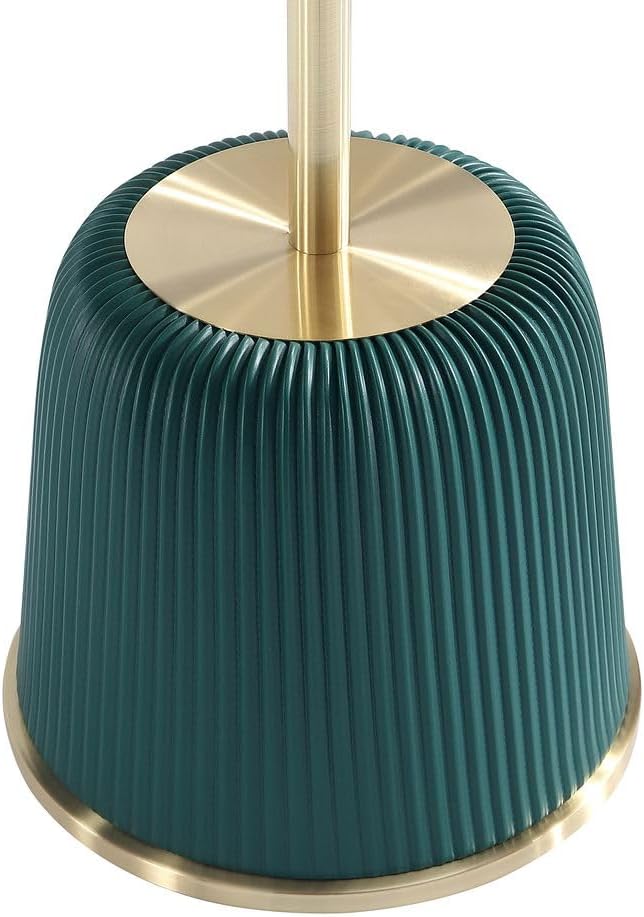 Manhattan Comfort Anderson Modern 15.75" Round End Tables 1.0 - Elegant Leatherette Upholstered Base with Pleated Design & Gold Steel Tabletop, Fully Assembled Accent Furniture, Set of 2, Green