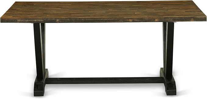 East West Furniture V677MZ650-5 5 Piece Kitchen Table Set Includes a Rectangle Dining Room Table with V-Legs and 4 Dark Gotham Grey Linen Fabric Parsons Chairs, 40x72 Inch, Multi-Color