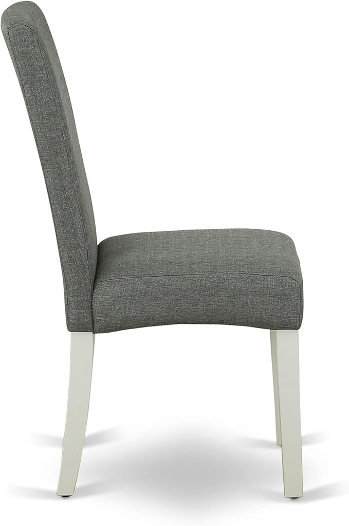East West Furniture AMDR3-LWH-07 3 Piece Dining Table Set for Small Spaces Contains a Round Kitchen Table with Pedestal and 2 Gray Linen Fabric Upholstered Chairs, 36x36 Inch, Linen White