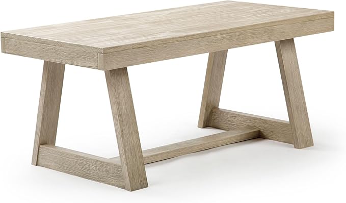 Plank+Beam Classic Rectangular Coffee Table, 40 Inch Farmhouse Coffee Table, Mini Center Tables for Small Spaces, Small Living Space Tea Table, Seashell Wirebrush