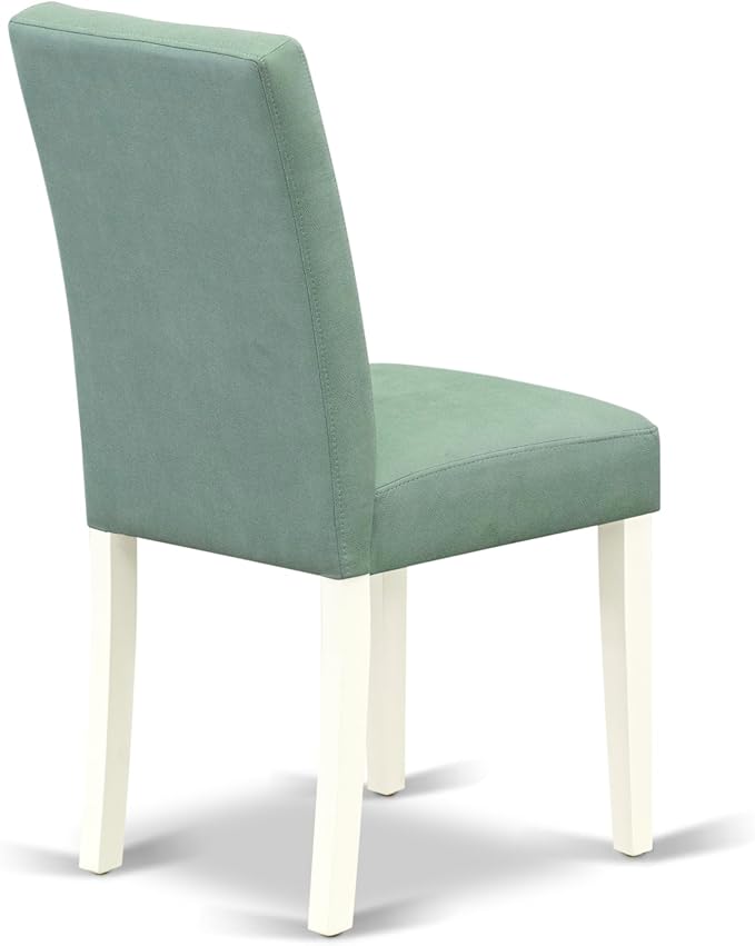 East West Furniture VAAS5-LWH-43 5 Piece Kitchen Table Set contain A Wooden Table and 4 Willow Green Polyester Fabric Mid Century Chairs, Linen White
