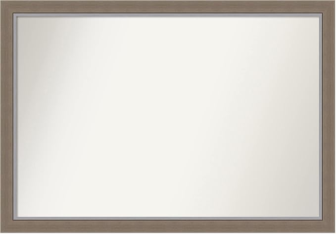 Amanti Art Black Bathroom Mirror for Over Sink, 26x38 Eva Black Silver Thin Rectangle Vanity Mirror, Large Modern Frame, Hangs Horizonally and Vertically, Bathroom Wall Decor, Non-Beveled Edge