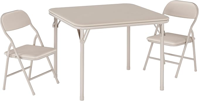 GarveeHome 3-Piece Kids Folding Table and Chairs Set, Toddlers Children's Activity Table and Chairs Set for Dining Room,Daycare,Classrooms