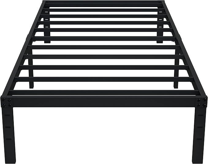 EMODA 14 Inch Twin Bed Frames No Box Spring Needed, Heavy Duty Metal Twin Platform Bed Frame, Noise Free, Easy Assembly, Black