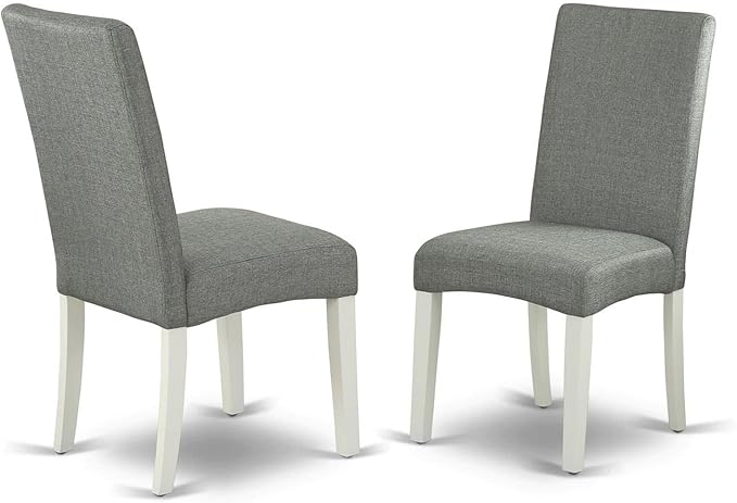 East West Furniture ANDR5-LWH-07 5 Piece Dinette Set for 4 Includes a Round Kitchen Table with Pedestal and 4 Gray Linen Fabric Parson Dining Room Chairs, 36x36 Inch, Linen White