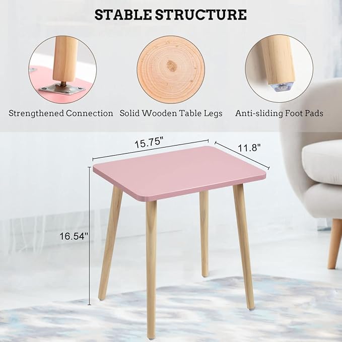FORAOFUR Side Table Set of 2, Modern Side Table Accent Tables for Small Spaces, Wooden Home Decor, Easy Assembly