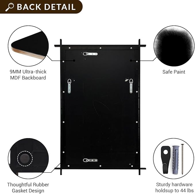 Andy Star 30x40 Inch Black Bathroom Vanity Mirror, Large Vintage Cross Corner Mirror Unique Industrial Minimalist for Home Decor in 1’’ Stainless Steel Metal Frame Wall Mounted Vertical/Horizontal
