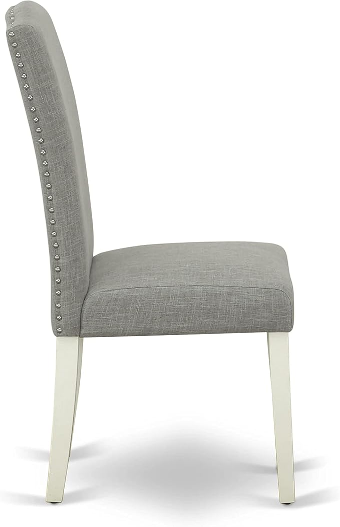 East West Furniture X077EN206-7 7 Piece Modern Dining Table Set Consist of a Rectangle Wooden Table with X-Legs and 6 Dark Shitake Linen Fabric Upholstered Chairs, 40x72 Inch, Multi-Color