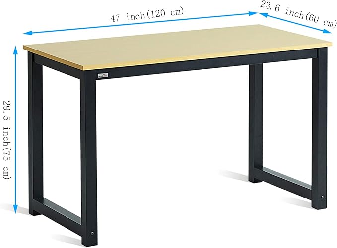 Decoholic 47 Inch Computer Desk, Home & Office PC Laptop Study Writing Table Workstation with Leg Bars, Modern Simple Industrial Style, Rustic Brown,Oak