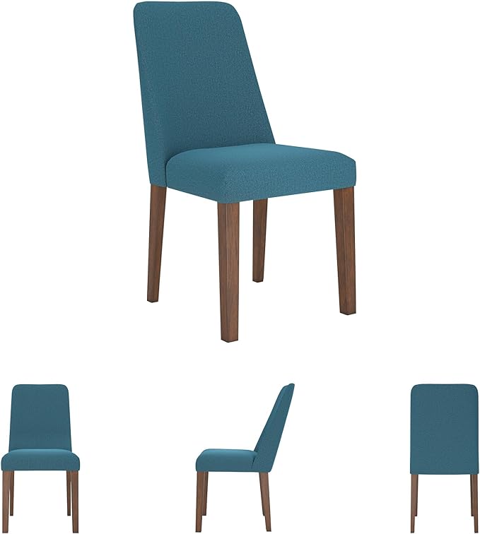 Signature Design by Ashley Lyncott Contemporary Dining Room Upholstered Side Chair with Foam Cushion, 2 Count, Blue & Brown