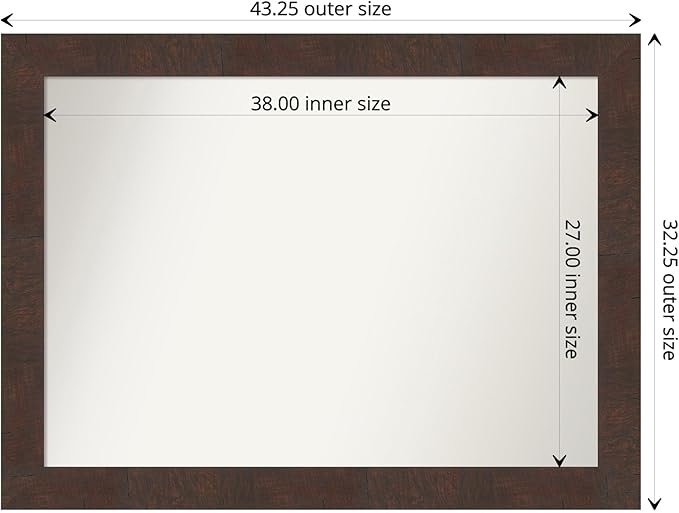 Amanti Art White Bathroom Mirror for Over Sink, 31x42 Wedge White Rectangle Vanity Mirror, X-Large Modern Frame, Hangs Horizonally and Vertically, Bathroom Wall Decor, Non-Beveled Edge from WI, USA