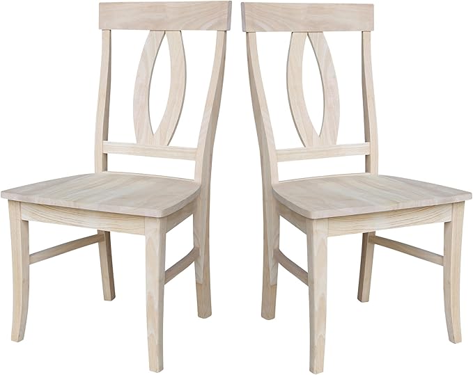 IC INTERNATIONAL CONCEPTS Set of Two Verona Dining Chairs 225lbs wt Capacity, Solid Real Wood, Sturdy Parawood, 21.3"W x 22.6"D x 39.6"H, Unfinished