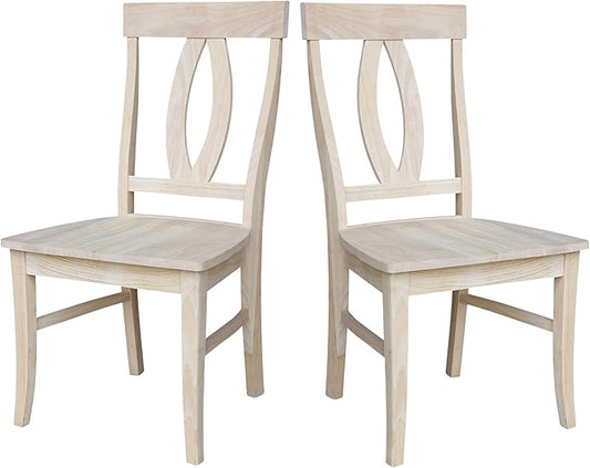 IC INTERNATIONAL CONCEPTS Set of Two Verona Dining Chairs 225lbs wt Capacity, Solid Real Wood, Sturdy Parawood, 21.3"W x 22.6"D x 39.6"H, Unfinished