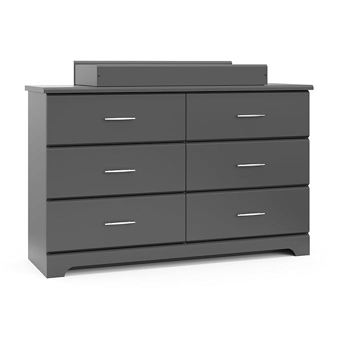 Storkcraft Brookside 6-Drawer Dresser (Gray) – GREENGUARD Gold Certified, Nursery & Kids Storage, Nursery Essentials, Kids Room Storage, Durable Bedroom Dresser