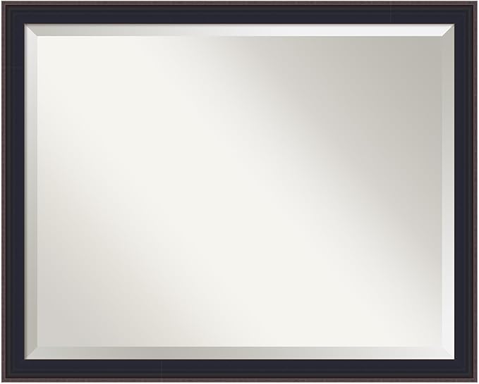 Amanti Art Black Bathroom Mirror for Over Sink, 25x31 Havana Black Bronze Rectangle Vanity Mirror, Large Casual Frame, Hangs Horizonally and Vertically, Bathroom Wall Decor, Beveled Edge