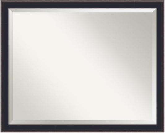 Amanti Art Black Bathroom Mirror for Over Sink, 25x31 Havana Black Bronze Rectangle Vanity Mirror, Large Casual Frame, Hangs Horizonally and Vertically, Bathroom Wall Decor, Beveled Edge
