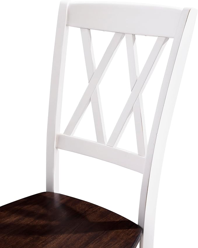 Crosley Furniture Shelby 7-Piece Dining Table Set (Table and 6 Chairs), Distressed White/Dark Cherry