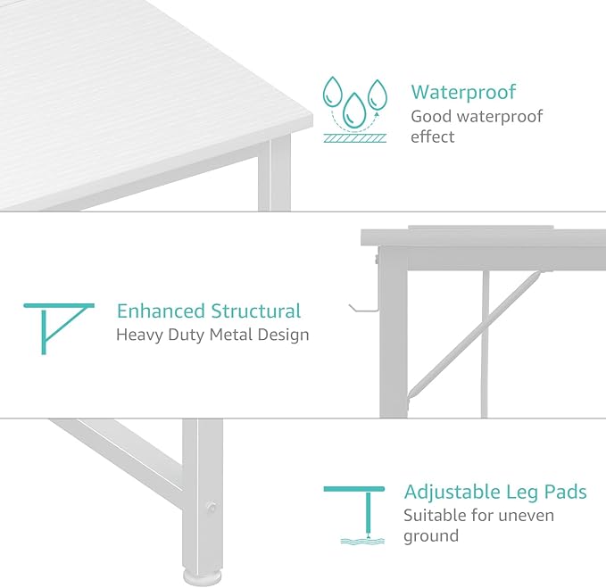 Lufeiya White Computer Desk with Power Outlet, 55 inch Teen Study Table Home Office Work Writing Gaming Desks with Charging Station Outlets Built in, White