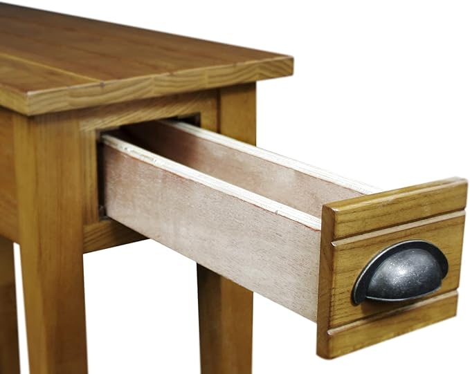 Leick Home, End Table, Solid Wood, Narrow, 1 Drawer, Blackened Hardware, Easy Assembly, 10 in W x 24 in D x 24 in H, Item 9010