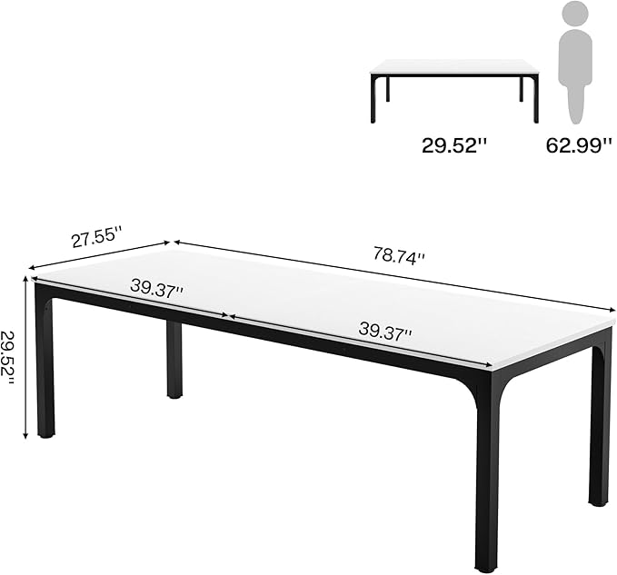 Tribesigns 78.7 Inches Extra Long Computer Desk 2 Person Desk, Double Long Desk, Workstaion for Home Office (White+Black)