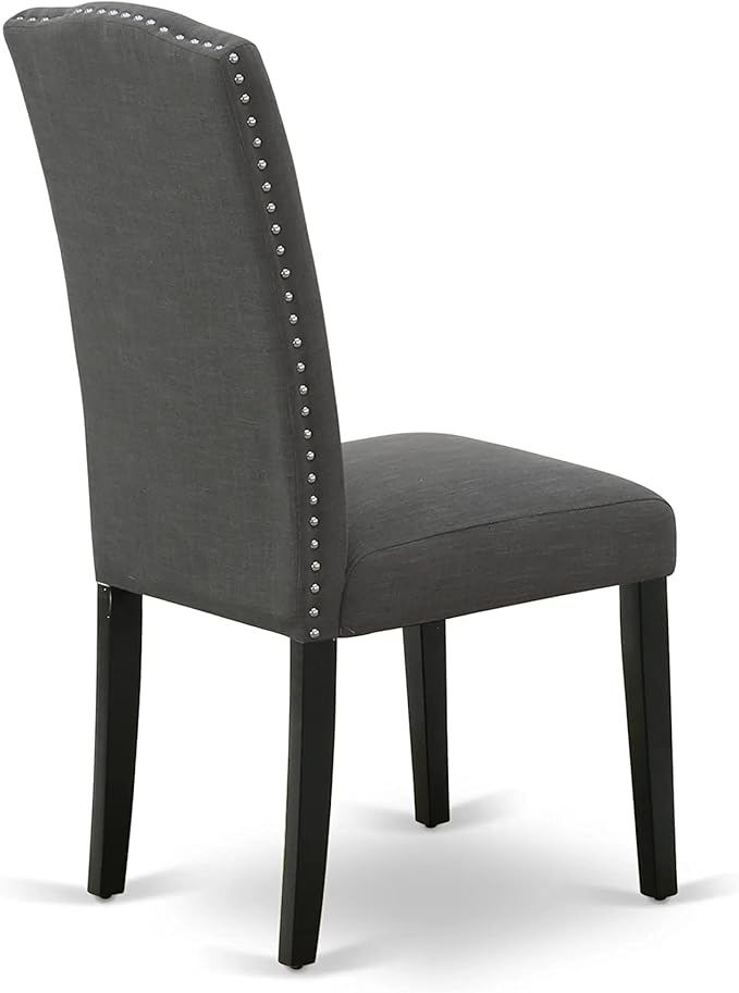 East West Furniture LGEN5-BLK-20 5 Piece Dinette Set Includes a Rectangle Dining Room Table with Butterfly Leaf and 4 Dark Gotham Linen Fabric Upholstered Chairs, 42x84 Inch, Black