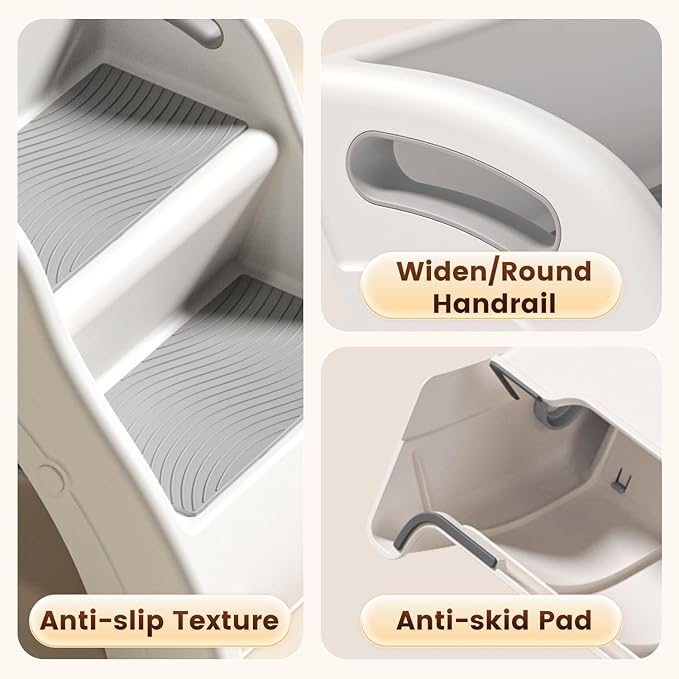 Toddler Step Stool for Bathroom Sink – Non-Slip Kids Step Stool, 100lbs Load Bearing Foldable Toddler Stool for Bathroom with Handles and Anti-Tip Design - Potty Training Stool for Ages 2+