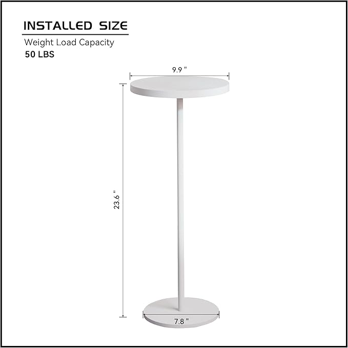 Small Side Table, Metal Round Drink Table, Desktop Diameter 9.99“ for Living Room Bedroom Small Spaces Sofa Couch Chair, White