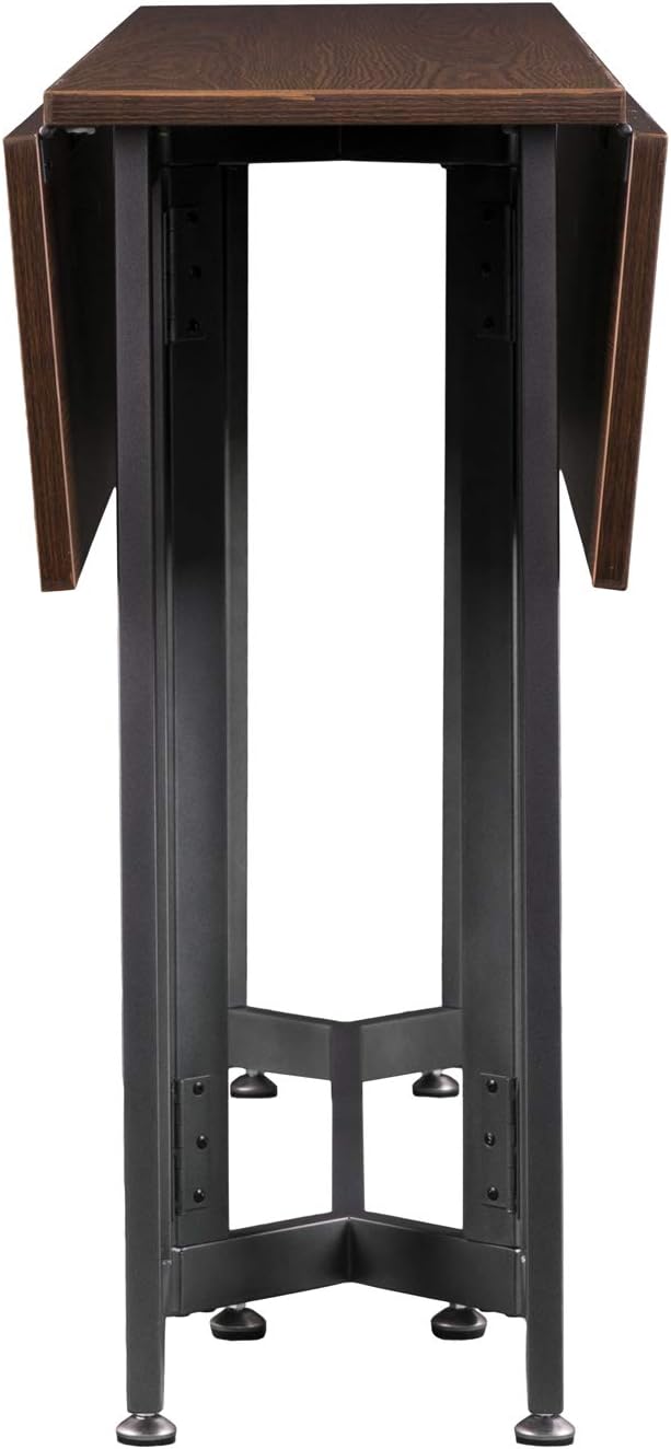 SEI Furniture Driness Drop Leaf Convertible Console to Dining Table, Dark Tobacco, Gunmetal Gray