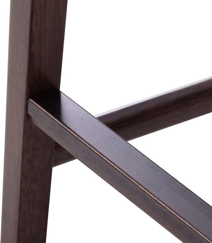 Plank+Beam Smythe Counter Stool, 24", Set of 4, Sturdy Wood Modern Kitchen Counter Height Stool, Saddle Seat Backless Counter Chair, Metal Footrest, Walnut