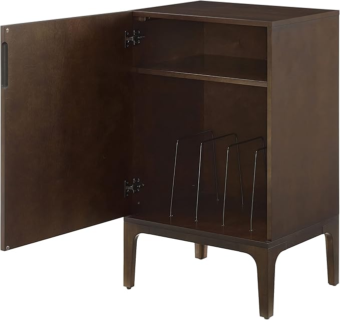 Crosley Furniture Asher Record Player Stand with Storage for Vinyl Records, Dark Brown
