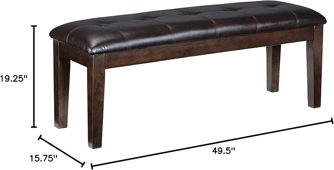 Signature Design by Ashley Haddigan Traditional Upholstered Dining Room Bench, Dark Brown