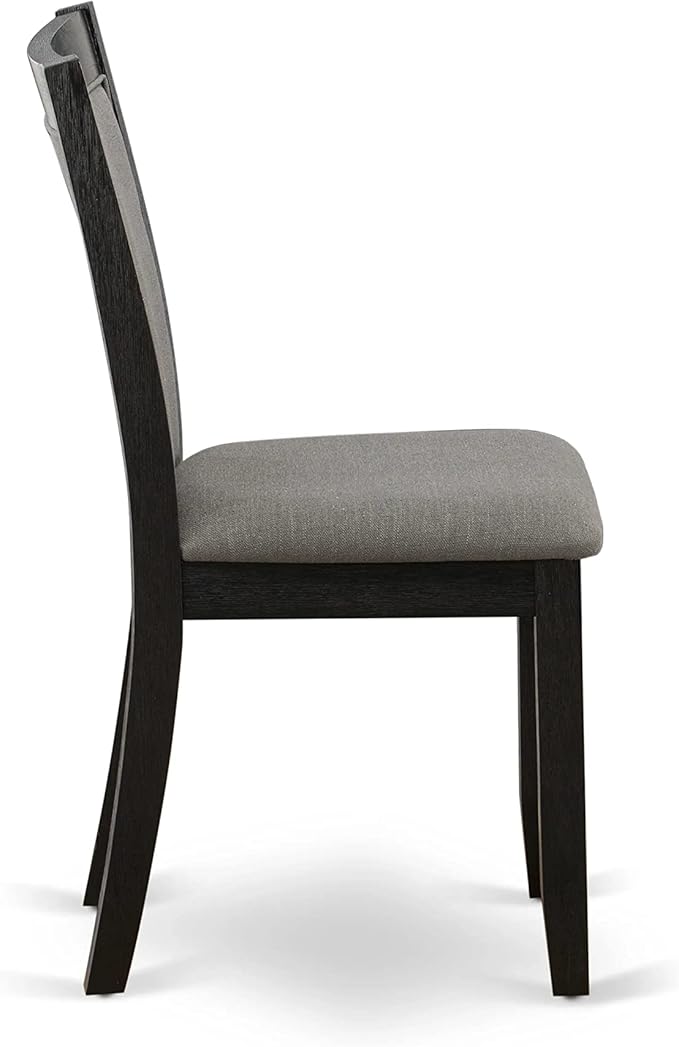 East West Furniture X627MZ650-6 6 Piece Dining Table Set Contains a Rectangle Kitchen Table and 4 Dark Gotham Grey Linen Fabric Parson Chairs with a Bench, 40x72 Inch, Multi-Color