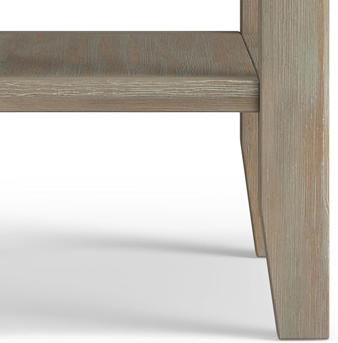 SIMPLIHOME Acadian 14-inch Wide Solid Wood Narrow End Table in Distressed Grey, Transitional-Style Side Table for Living Room, Bedroom, or Family Room with 2 Open Shelves