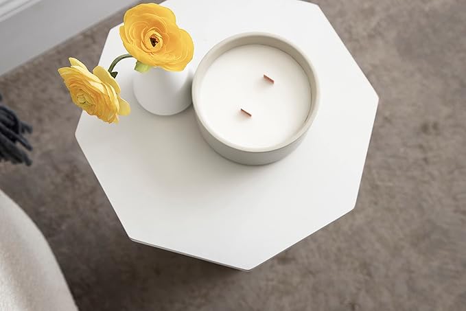 Kate and Laurel Octavia Coastal Accent Drink Table, 11 x 11 x 24, White, Decorative Coastal Cocktail Table with Octagon Shape for Farmhouse Indoor Plant Stand