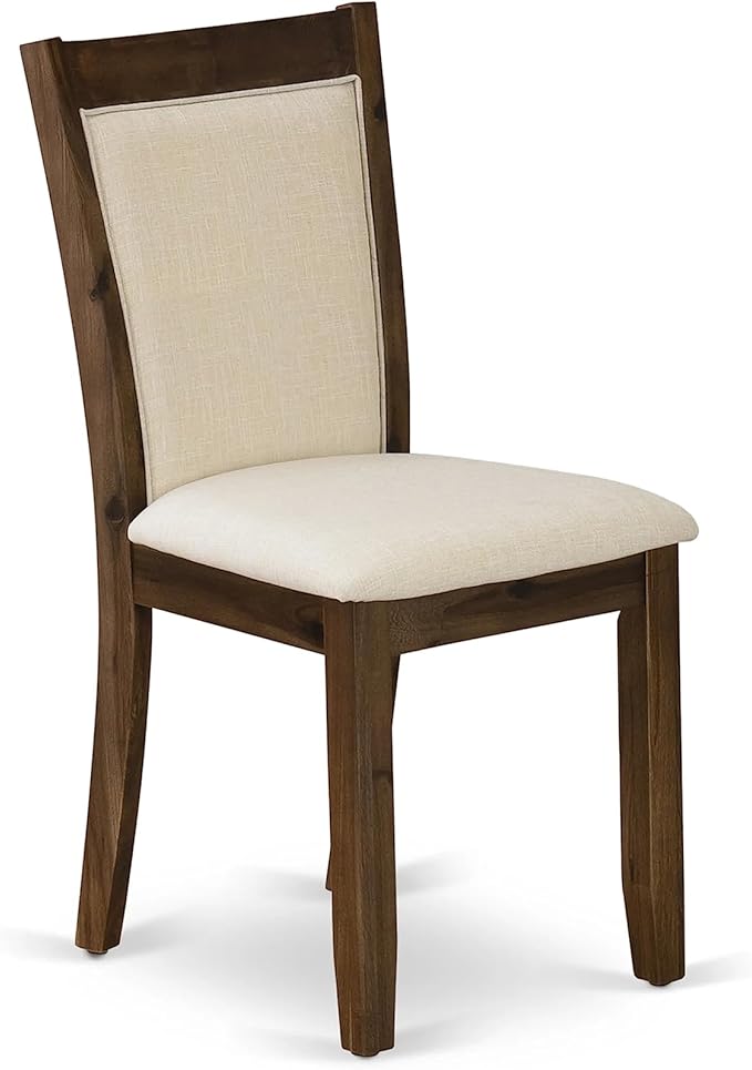 East West Furniture DLMZ3-AWA-32 3 Piece Kitchen Table Set for Small Spaces Consist of a Round Wooden Table with Dropleaf and 2 Upholstered Parson Chairs, 42x42 Inch, Antique Walnut