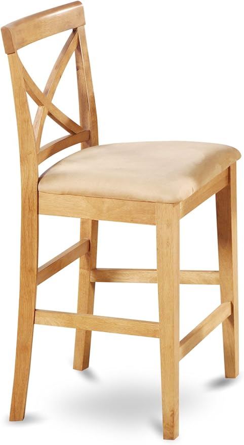 East West Furniture JAPB5-OAK-C 5 Piece Counter Height Pub Set Includes a Round Dining Table with Pedestal and 4 Linen Fabric Kitchen Dining Chairs, 36x36 Inch, Oak