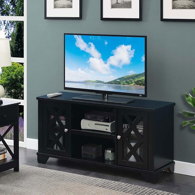 Convenience Concepts Gateway TV Stand 47.25" - Family Room Entertainment Center with Storage Cabinets and Shelves, Traditional TV Console for Living Room, Office, Black