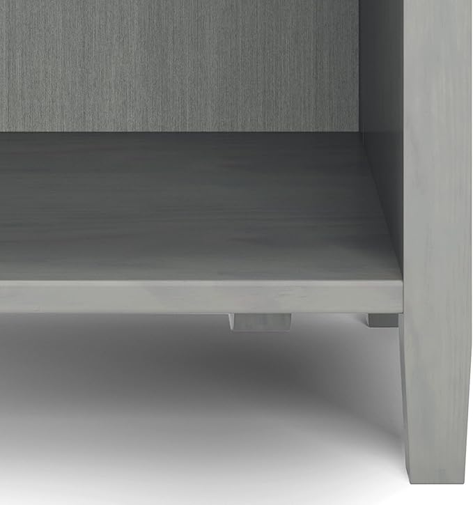 SIMPLIHOME Warm Shaker SOLID WOOD 24 Inch Wide Transitional Bedside Nightstand Table in Fog Grey, For the Living Room and Bedroom
