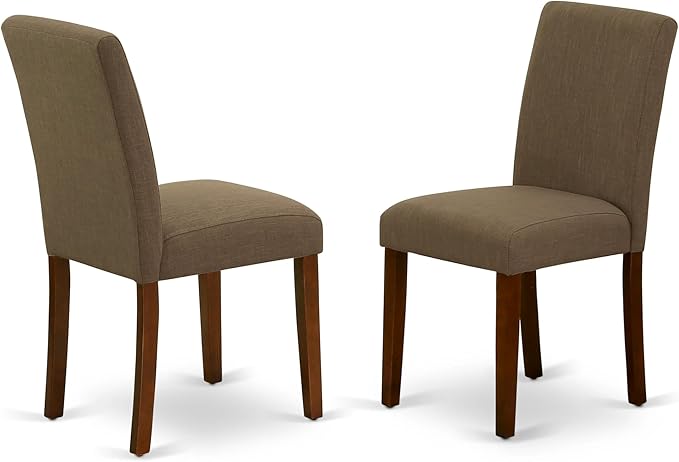 East West Furniture ANAB5-MAH-18 5 Piece Dining Table Set for 4 Includes a Round Kitchen Table with Pedestal and 4 Coffee Linen Fabric Upholstered Chairs, 36x36 Inch, Mahogany