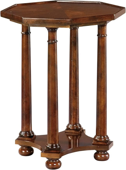Hekman Furniture Bald Head Island Round Side Table – Macadamia Finish, Single Shelf, Sunburst Veneer Top with Raised Edge, Rustic American Cherry Veneers & Select Solids, Mid Century Home Furniture