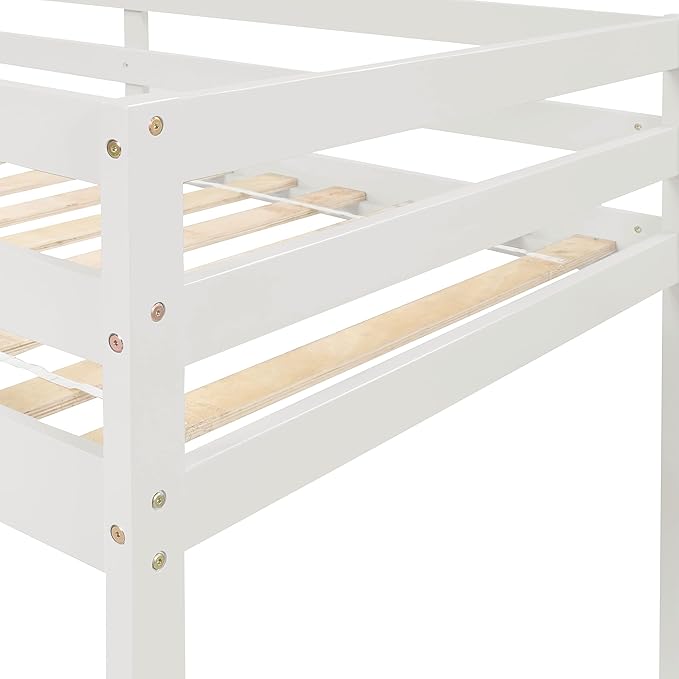 HomSof Loft Bed with Stairs and Storage,White