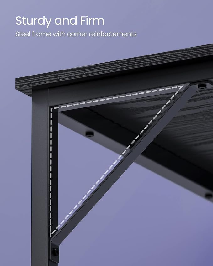 VASAGLE Computer Desk, Gaming Desk, Home Office Desk, for Small Spaces, 23.6 x 47.2 x 29.9 Inches, Industrial Style, Metal Frame, Black with Wood Grain ULWD039B56