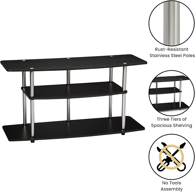 Convenience Concepts Designs2Go No Tools 46 inch 3 Tier Wide TV Stand, Black