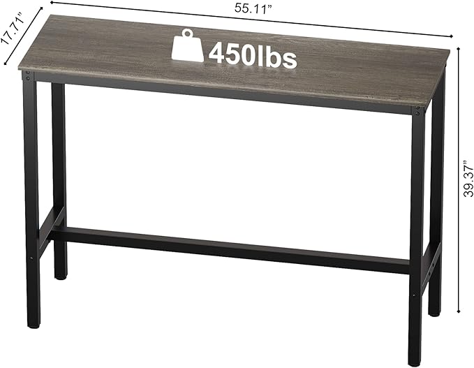 Teraves Bar Table, Bar Height Pub Table, Counter Height Table with Sturdy Metal Frame, Rectangular High Top Table for Kitchen & Dining, Living Room (55.11", Black Oak)